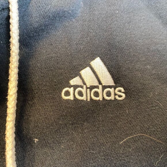 Adidas Men's Hoodie Large Full-Zip Black With White Stripes & Logo Design Cotton - Picture 7 of 8